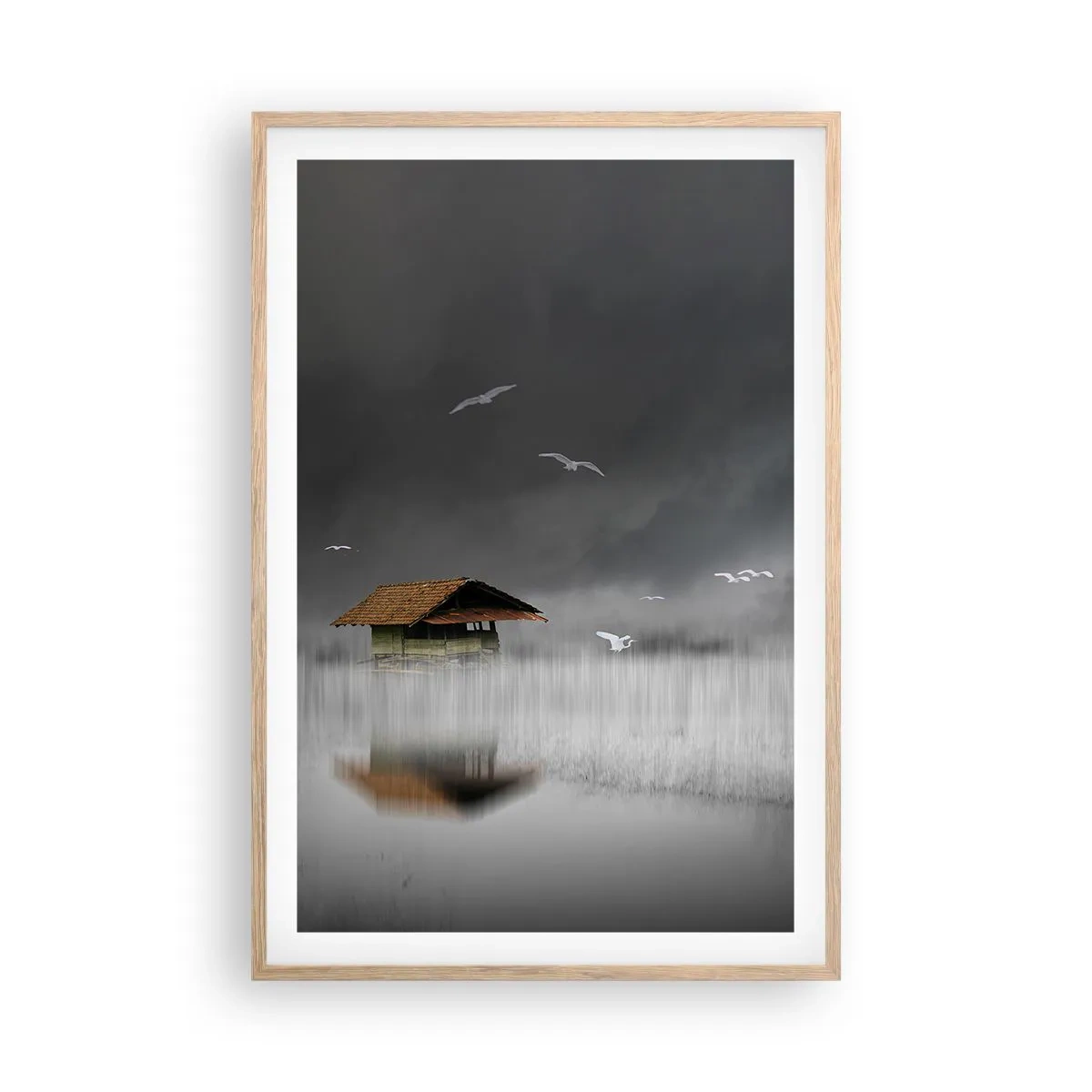 Póster en marco roble claro - Resguardo de la lluvia - 61x91 cm