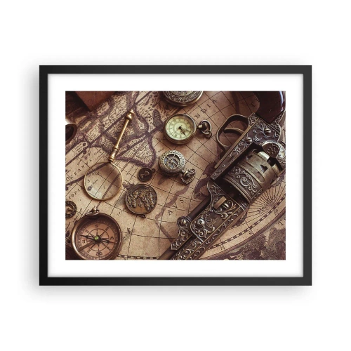 Póster en marco negro - La aventura llama - 50x40 cm