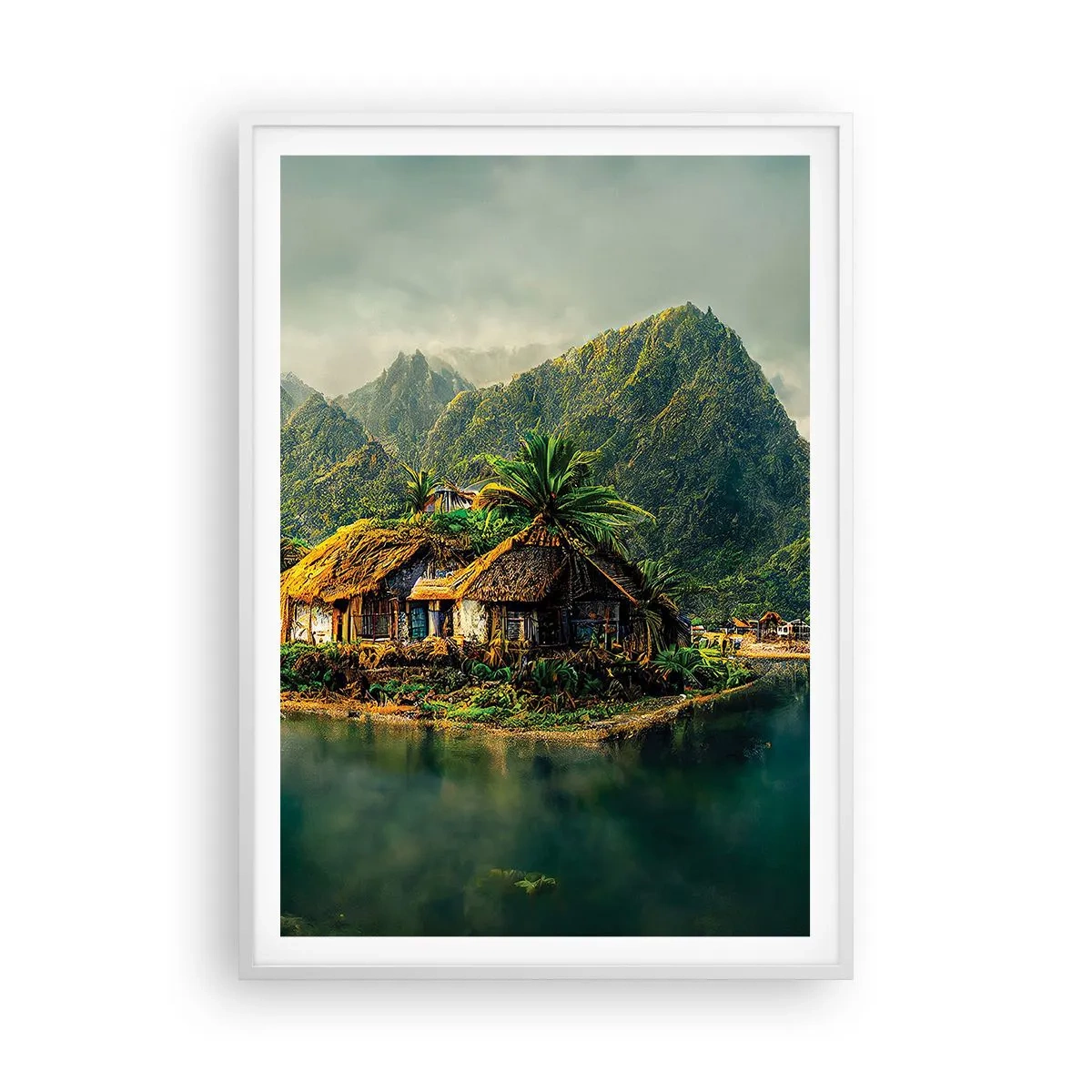 Póster en marco blanco - Paraíso tropical - 70x100 cm