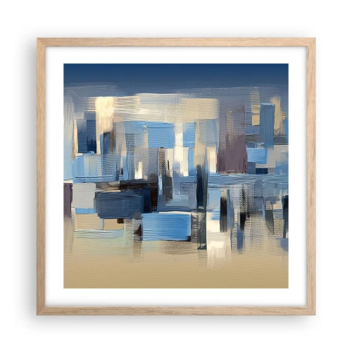 Póster en marco roble claro - Construcción azul - 50x50 cm