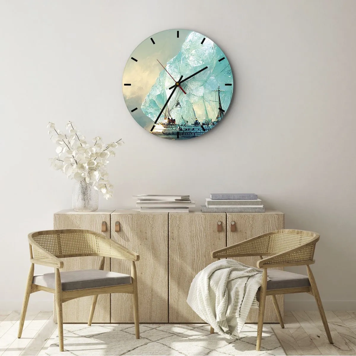 Reloj de pared - Reloj de vidrio - Diamante ártico - 40x40 cm