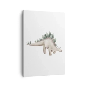 Cuadro sobre lienzo - Impresión de Imagen - Un lindo dinosaurio en colores pastel. - 50x70cm - Un amigo de otro tiempo - Decoración de pared moderna para salón y dormitorio ARTTOR