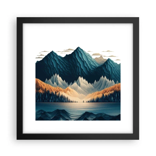 Póster en marco negro - Paisaje perfecto de montañas - 30x30 cm