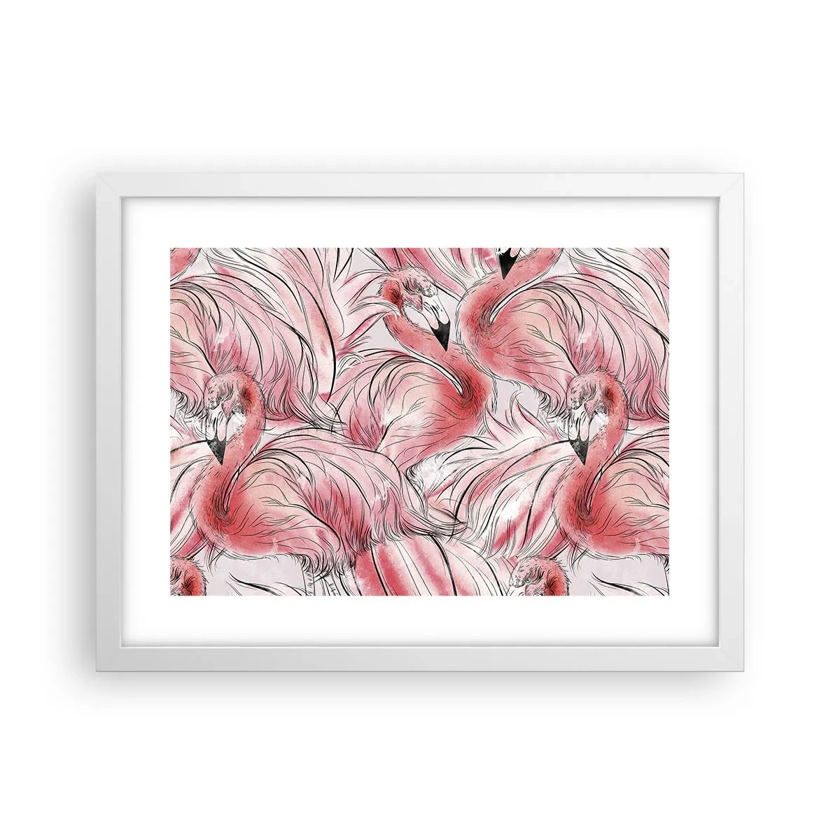 Póster en marco blanco - Ballet de aves - 40x30 cm