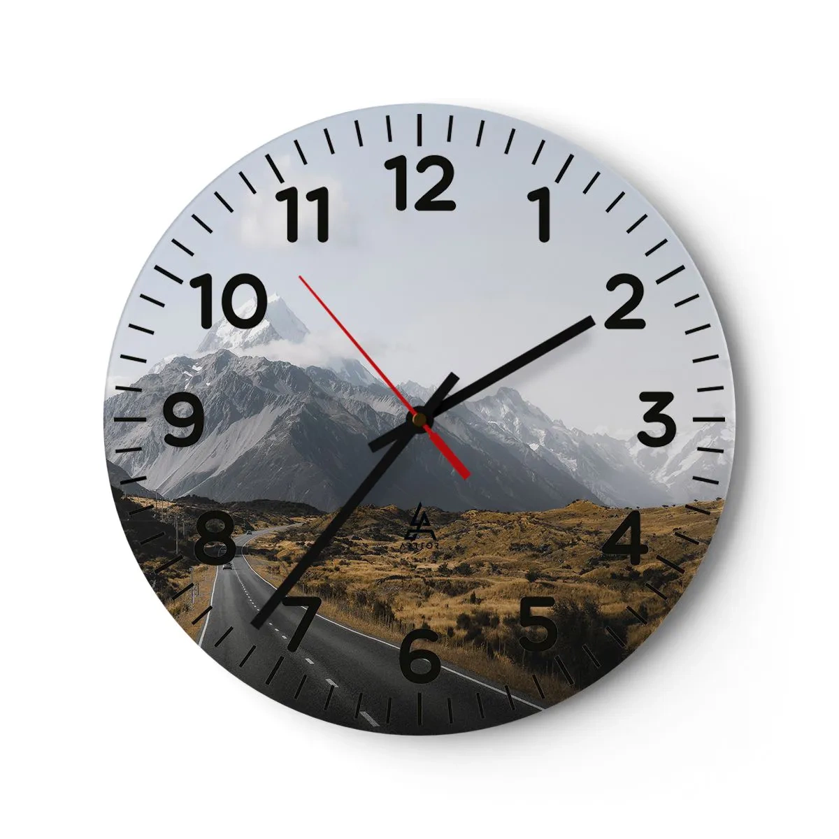 Reloj de pared - Reloj de vidrio - El camino al corazón de las montañas - 30x30 cm