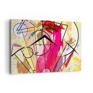 Cuadro sobre lienzo - Impresión de Imagen - Abstracción con líneas y formas geométricas. - 120x80cm - Explosión - Decoración de pared moderna para salón y dormitorio ARTTOR