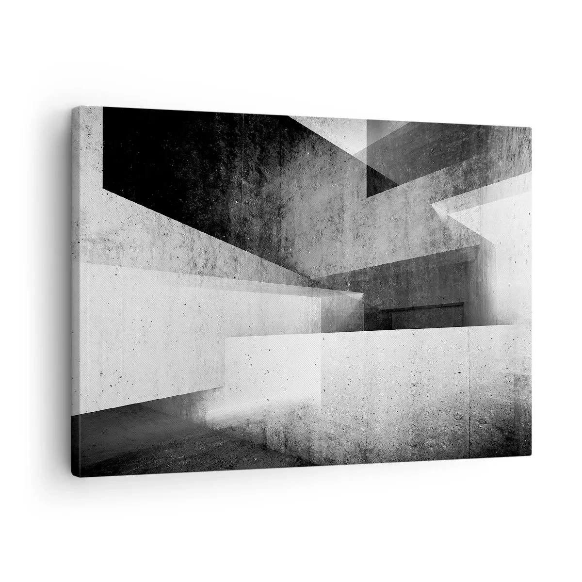 Cuadro sobre lienzo - Impresión de Imagen - Formas geométricas en una composición monocromática - 70x50cm - La estructura del espacio - Decoración de pared moderna para salón y dormitorio ARTTOR