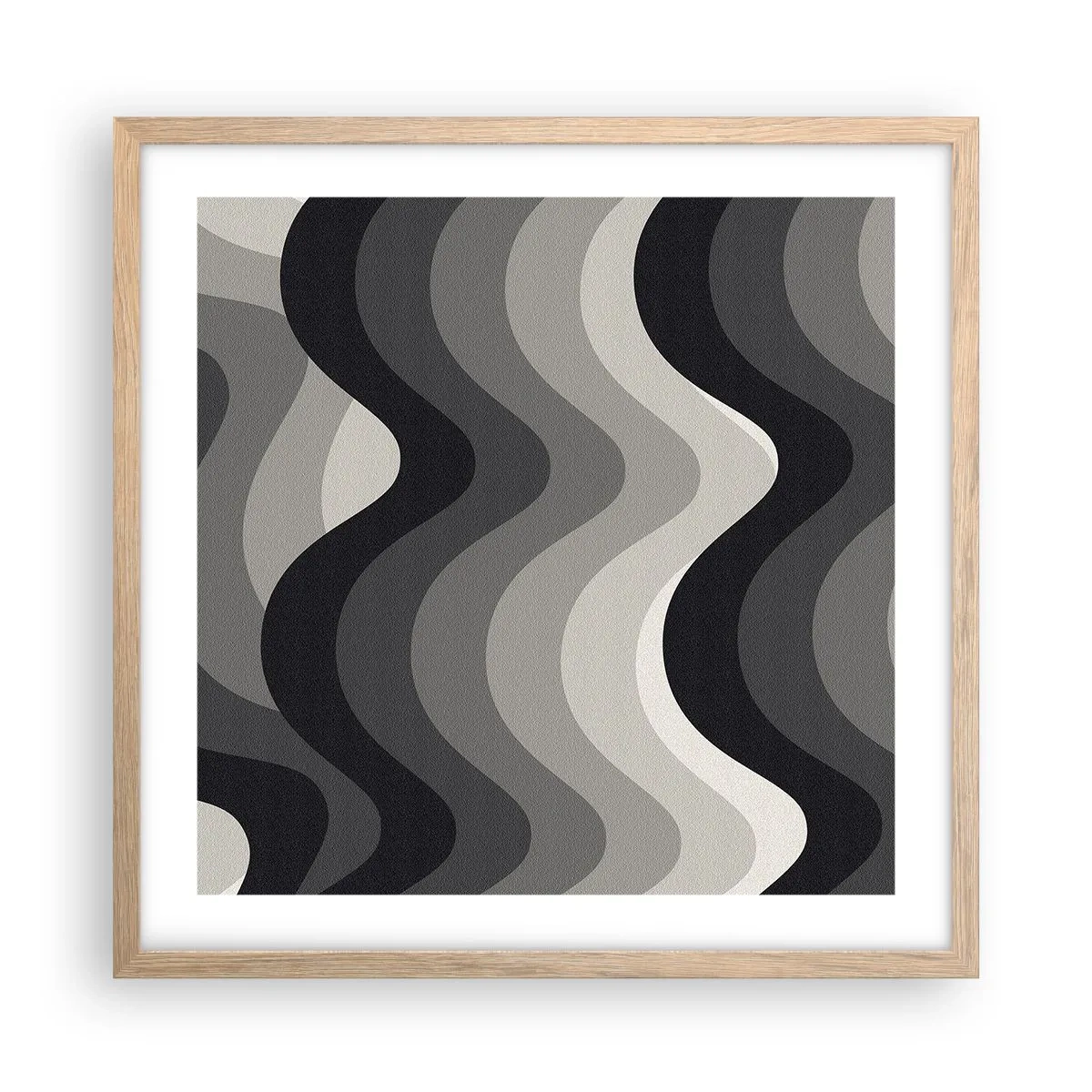Póster en marco roble claro - Ola tras ola - 50x50 cm