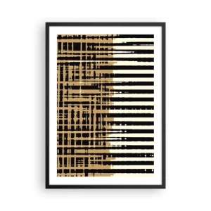 Póster en marco negro - Patrón geométrico con líneas y colores cálidos. - 50x70cm - Abstracción arquitectónica - Decoración de pared moderna para salón y dormitorio ARTTOR