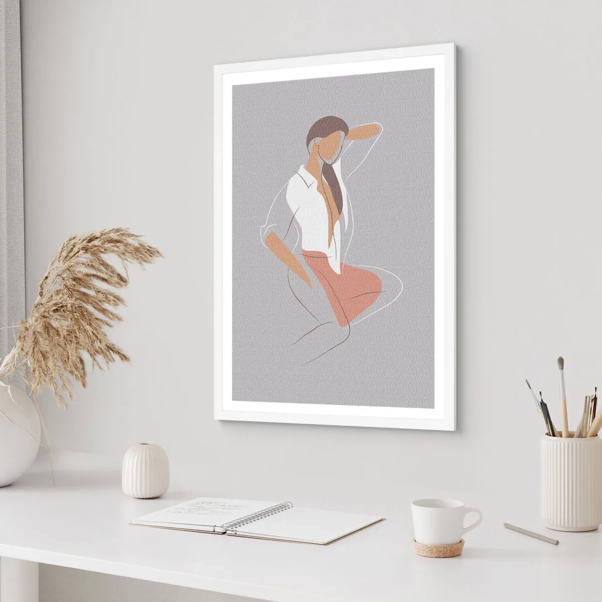 Póster en marco blanco - Un esbozo de encanto - 61x91 cm