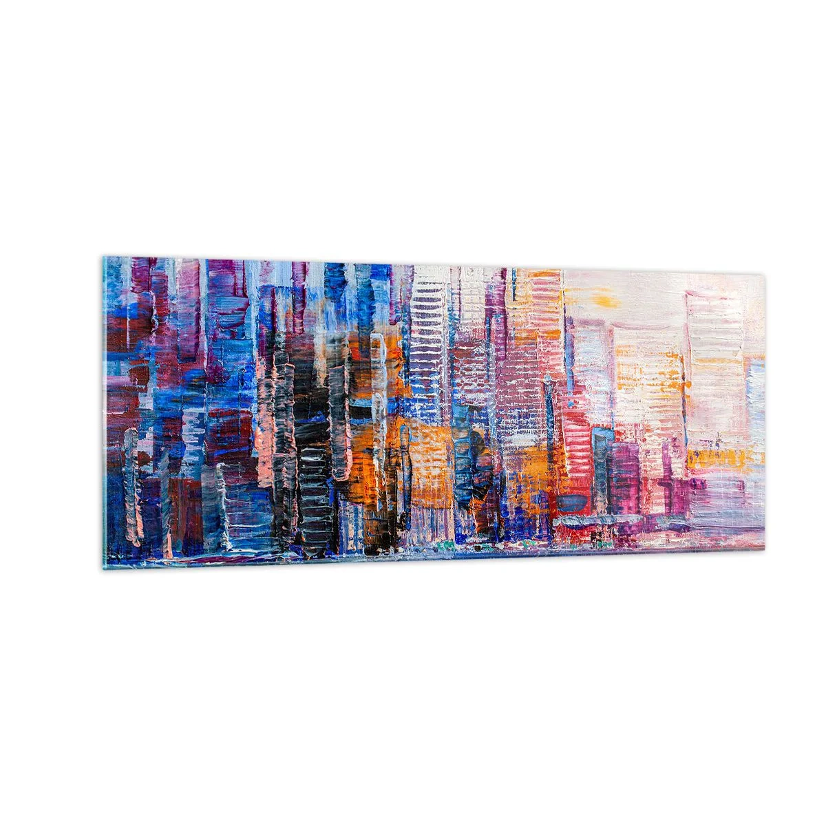 Cuadro sobre vidrio - Impresiones sobre Vidrio - Una metrópoli alegre - 100x40 cm