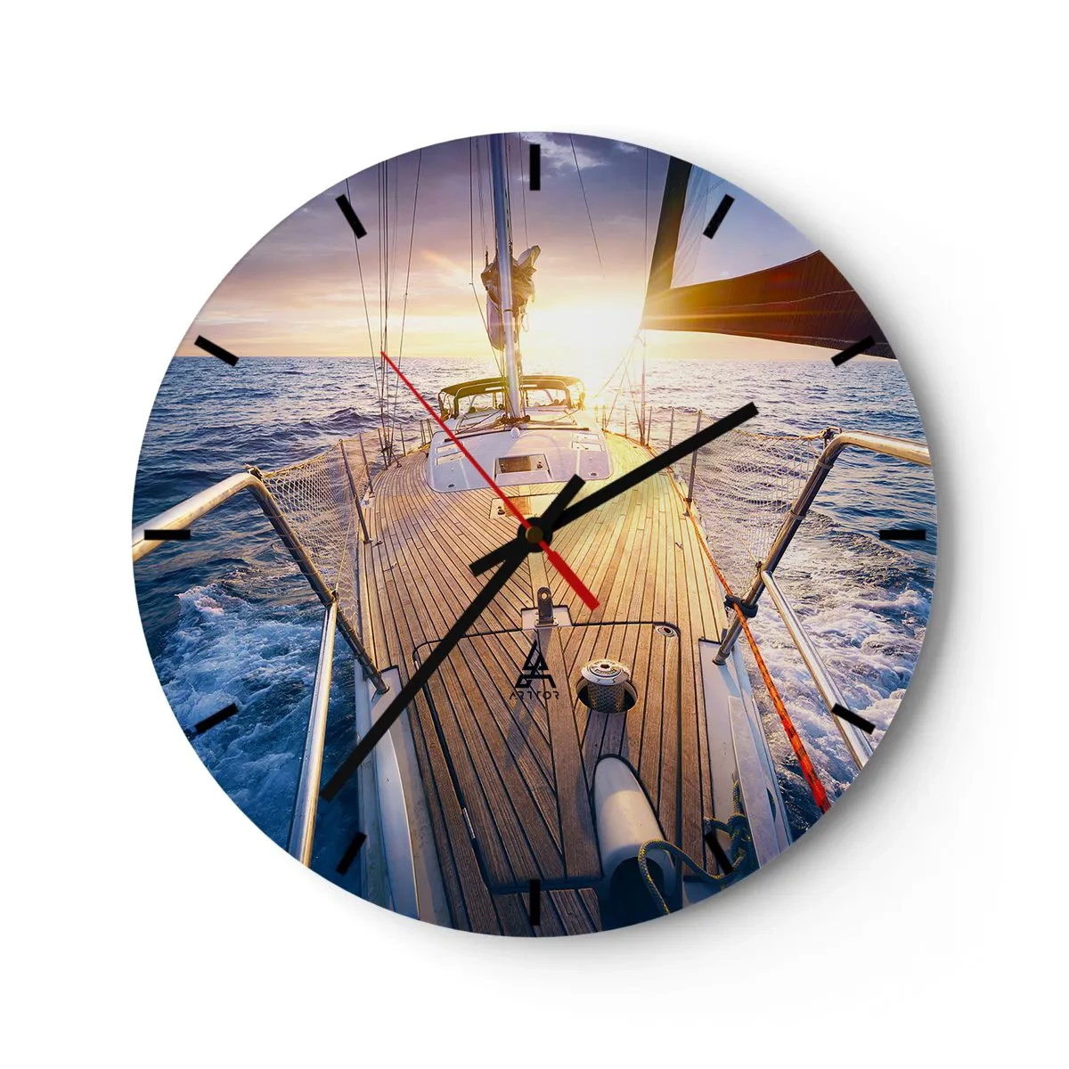 Reloj de pared - Reloj de vidrio - Corriendo sobre las olas - 40x40 cm
