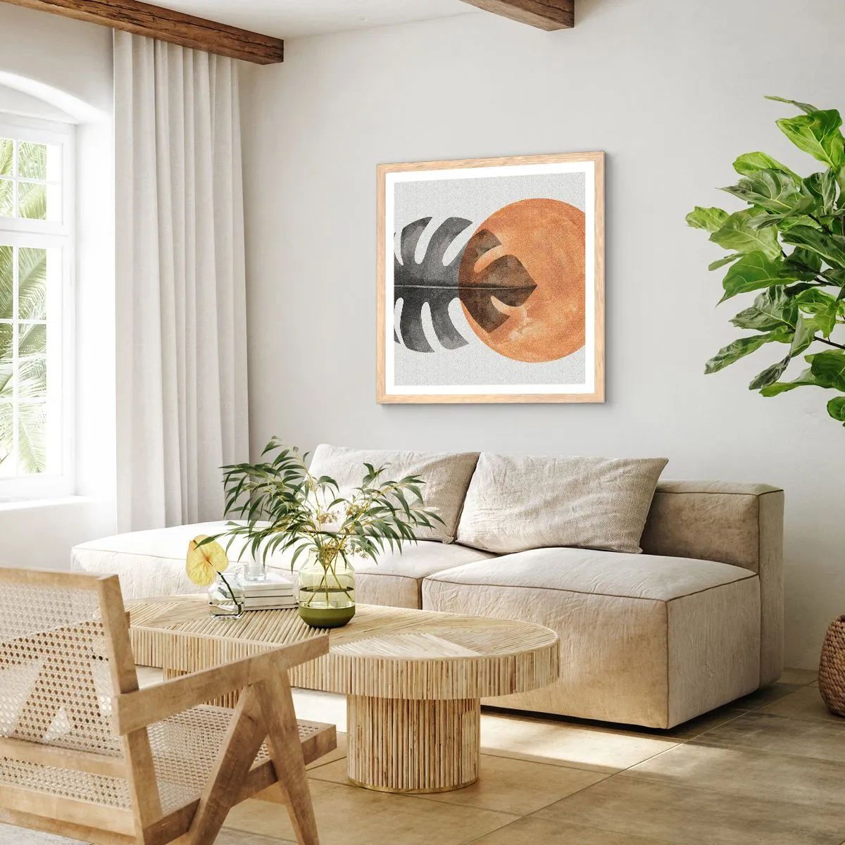 Póster en marco roble claro - Siempre el sol - 50x50 cm