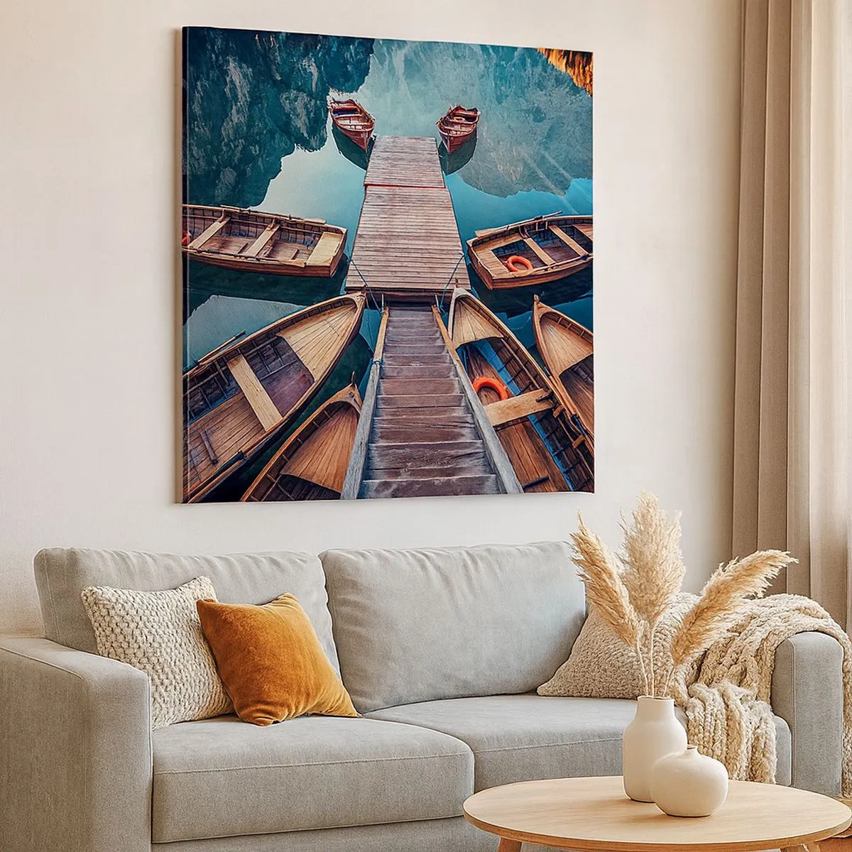 Cuadro sobre lienzo - Impresión de Imagen - Esperando en el muelle - 30x30 cm