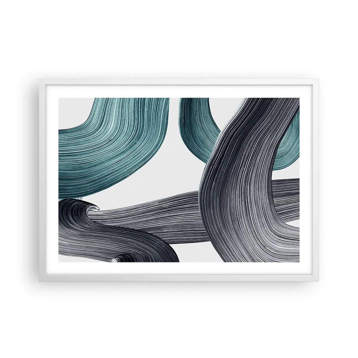 Póster en marco blanco - Senderos esmeralda y negro - 70x50 cm