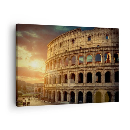 Cuadro sobre lienzo - Impresión de Imagen - El Coliseo de Roma al atardecer - 70x50cm - Una impresión colosal - Decoración de pared moderna para salón y dormitorio ARTTOR