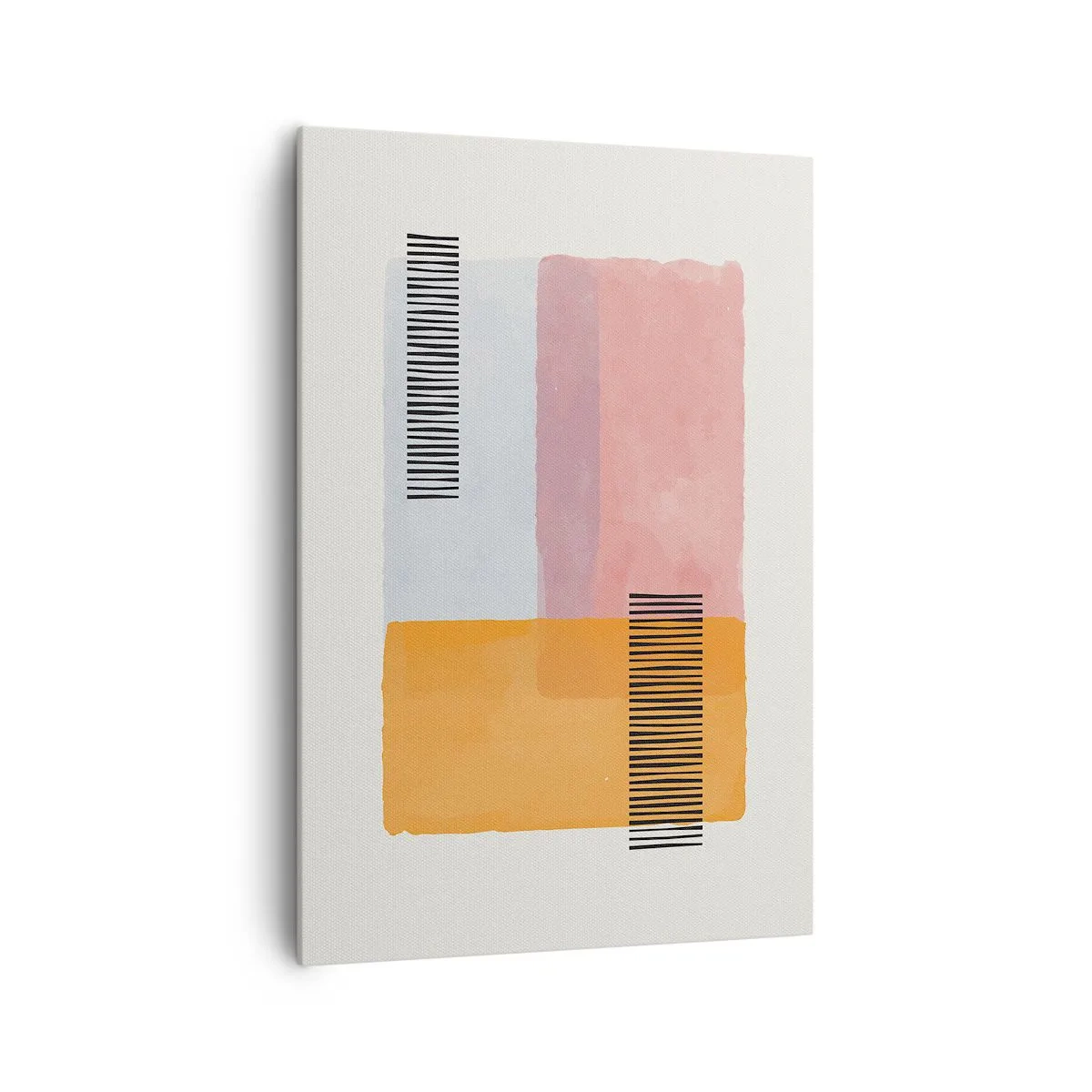 Cuadro sobre lienzo - Impresión de Imagen - Geometría en colores pastel con líneas sobre fondo claro. - 70x100cm - La rectitud - Decoración de pared moderna para salón y dormitorio ARTTOR