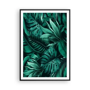 Póster en marco negro - Profundidad del verde tropical - 70x100 cm