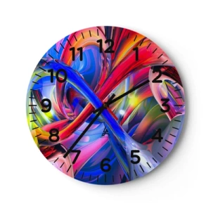 Reloj de pared - Reloj de vidrio - Una danza de colores - 40x40 cm