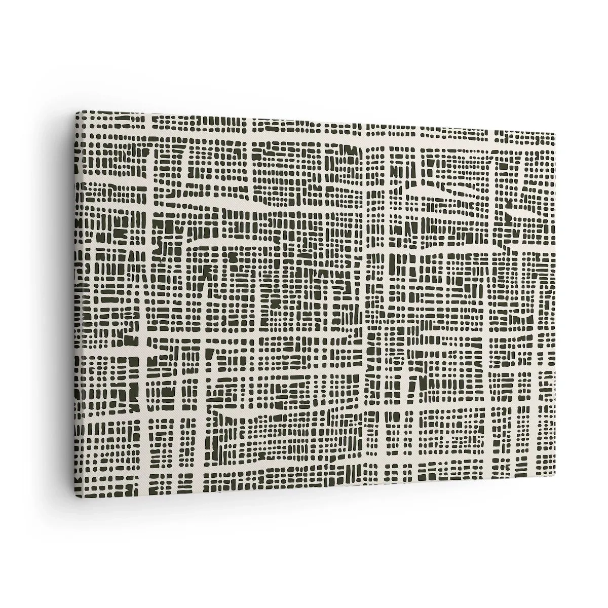 Cuadro sobre lienzo - Impresión de Imagen - Un patrón geométrico que se asemeja a una cuadrícula sobre un fondo claro. - 70x50cm - Composición del tejido - Decoración de pared moderna para salón y dormitorio ARTTOR