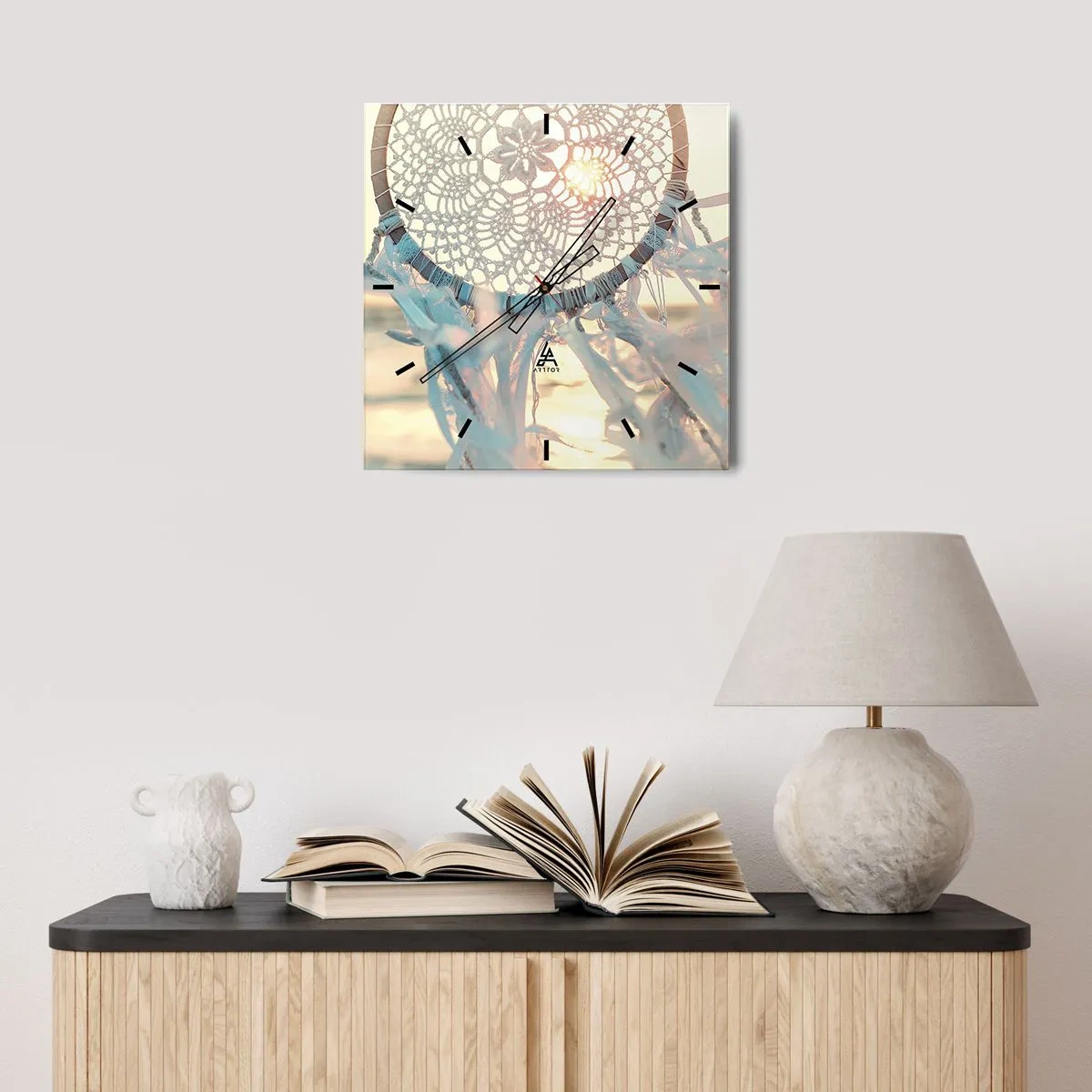 Reloj de pared - Reloj de vidrio - Tótem sagrado - 30x30 cm