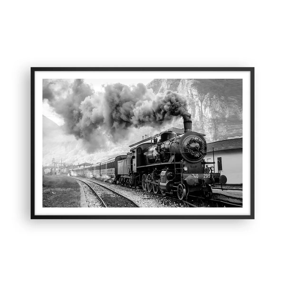 Póster en marco negro - Rumbo a la estación... - 91x61 cm