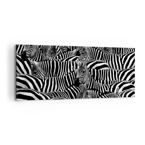 Cuadro sobre lienzo - Impresión de Imagen - Retrato a rayas - 100x40 cm