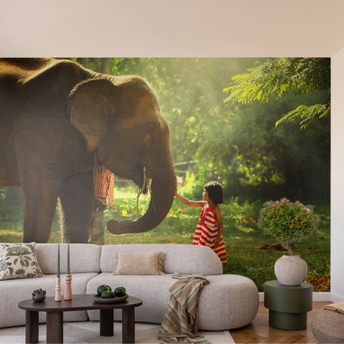 Fotomural Autadhesivo Deluxe Sticker - El poder de la amistad - animales, Elefante, Chica - 450x315 cm