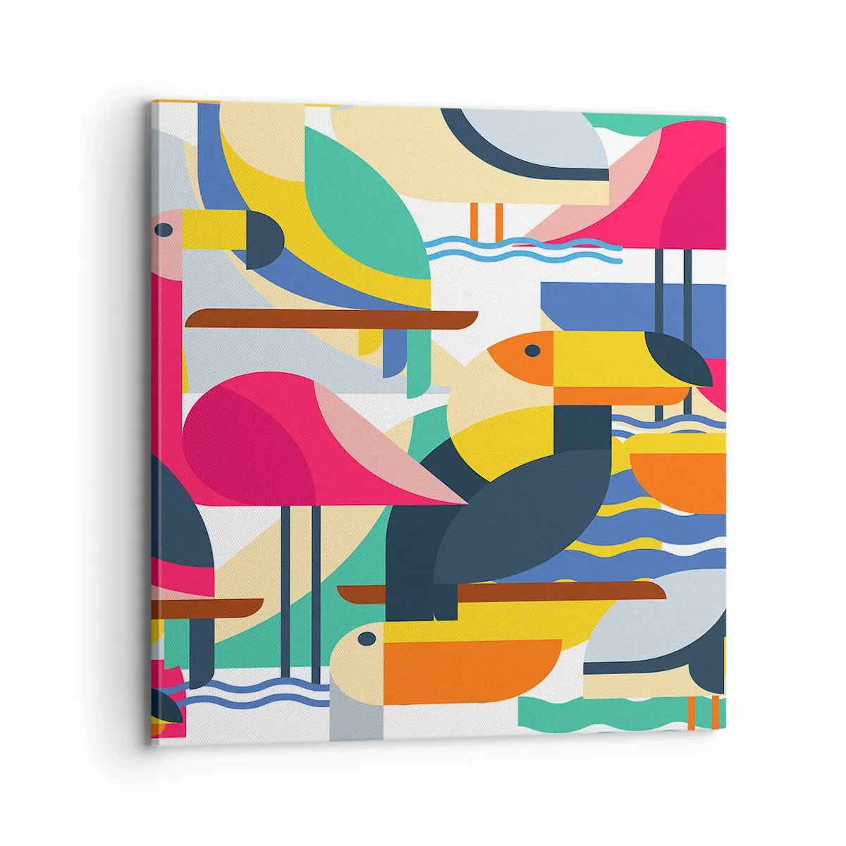 Cuadro sobre lienzo - Impresión de Imagen - Fiesta de las aves - 70x70 cm