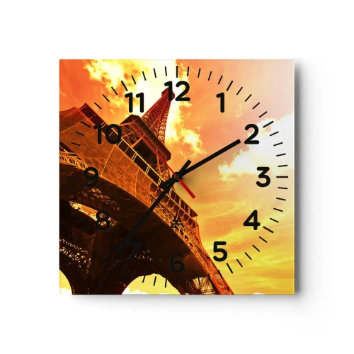 Reloj de pared - Reloj de vidrio - Monumental, dorado por el sol - 30x30 cm