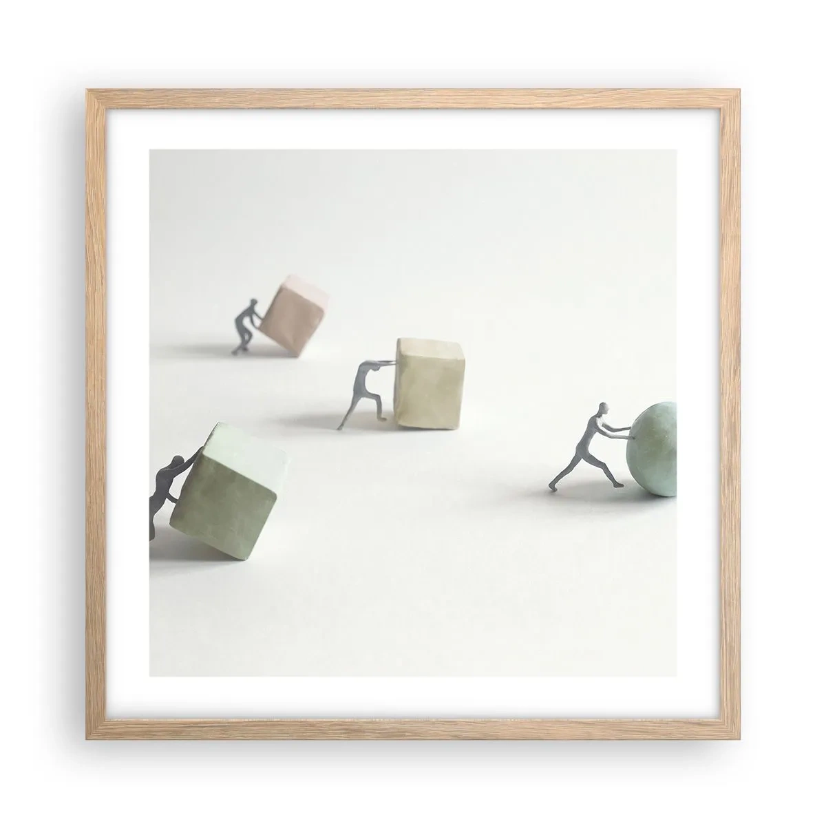 Póster en marco roble claro - El avance de la geometría - 50x50 cm