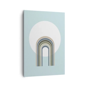 Cuadro sobre lienzo - Impresión de Imagen - Una composición minimalista con un círculo y líneas sobre un fondo pastel. - 70x100cm - Una atracción irresistible - Decoración de pared moderna para salón y dormitorio ARTTOR