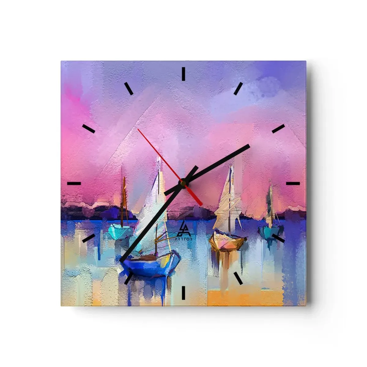 Reloj de pared - Reloj de vidrio - Dirección alta mar - 40x40 cm