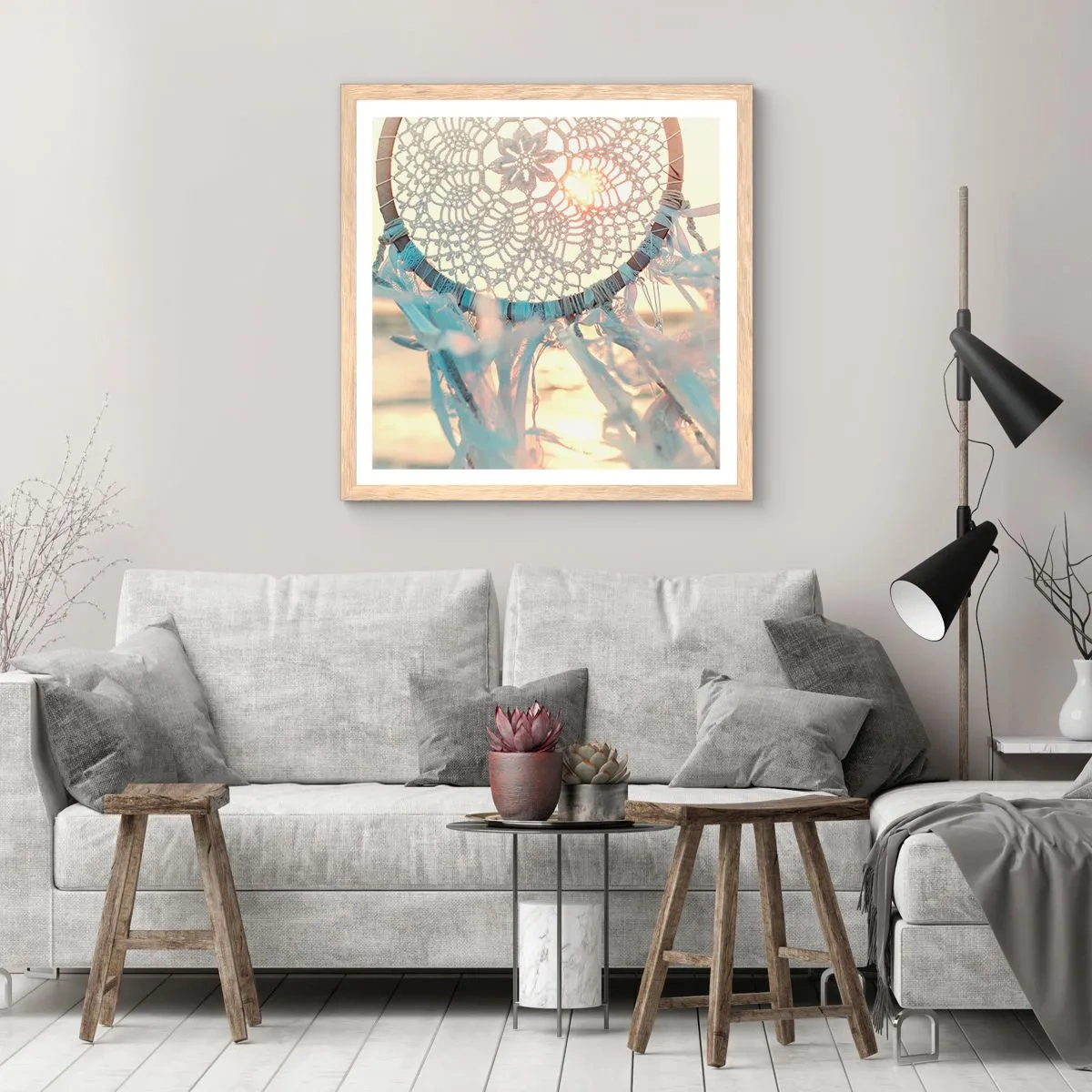 Póster en marco roble claro - Tótem sagrado - 60x60 cm