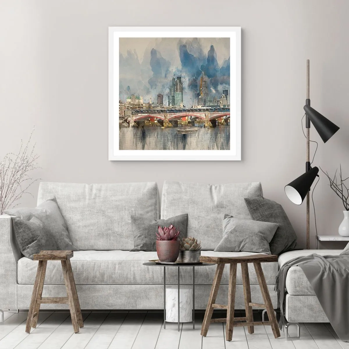 Póster en marco blanco - Londres en todo su esplendor - 30x30 cm