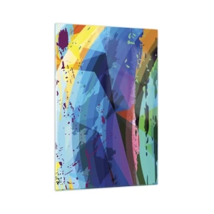 Cuadro sobre vidrio - Impresiones sobre Vidrio - Abstracción colorida en patrones y formas dinámicas. - 70x100cm - Vértigo de colores - Decoración de pared moderna para salón y dormitorio ARTTOR