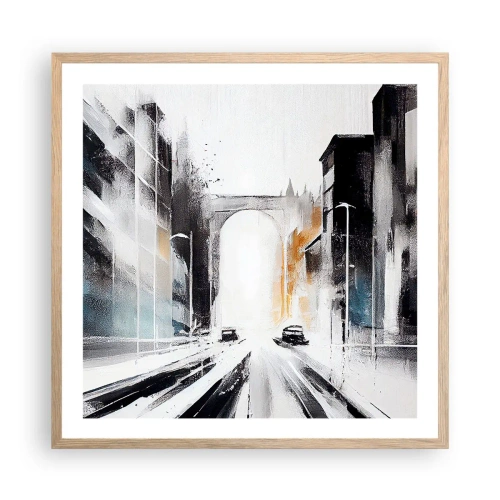 Póster en marco roble claro - Estudio de la ciudad: arquitectura y movimiento - 60x60 cm