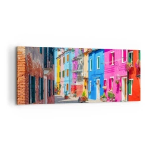 Cuadro sobre lienzo - Impresión de Imagen - Pueblo colorido - 100x40 cm