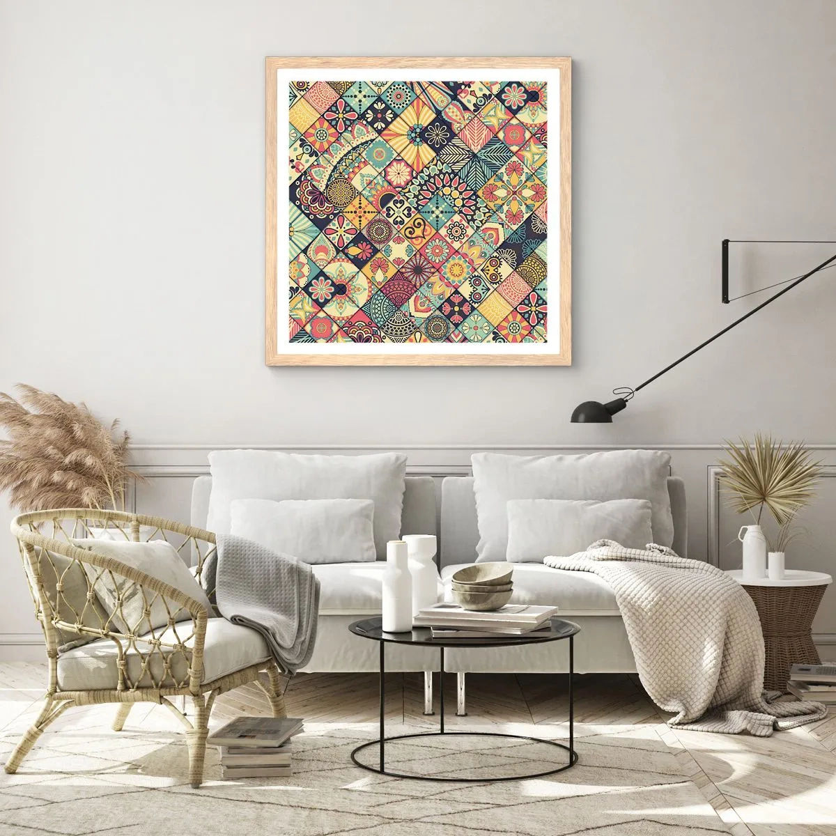 Póster en marco roble claro - Clima marroquí - 50x50 cm