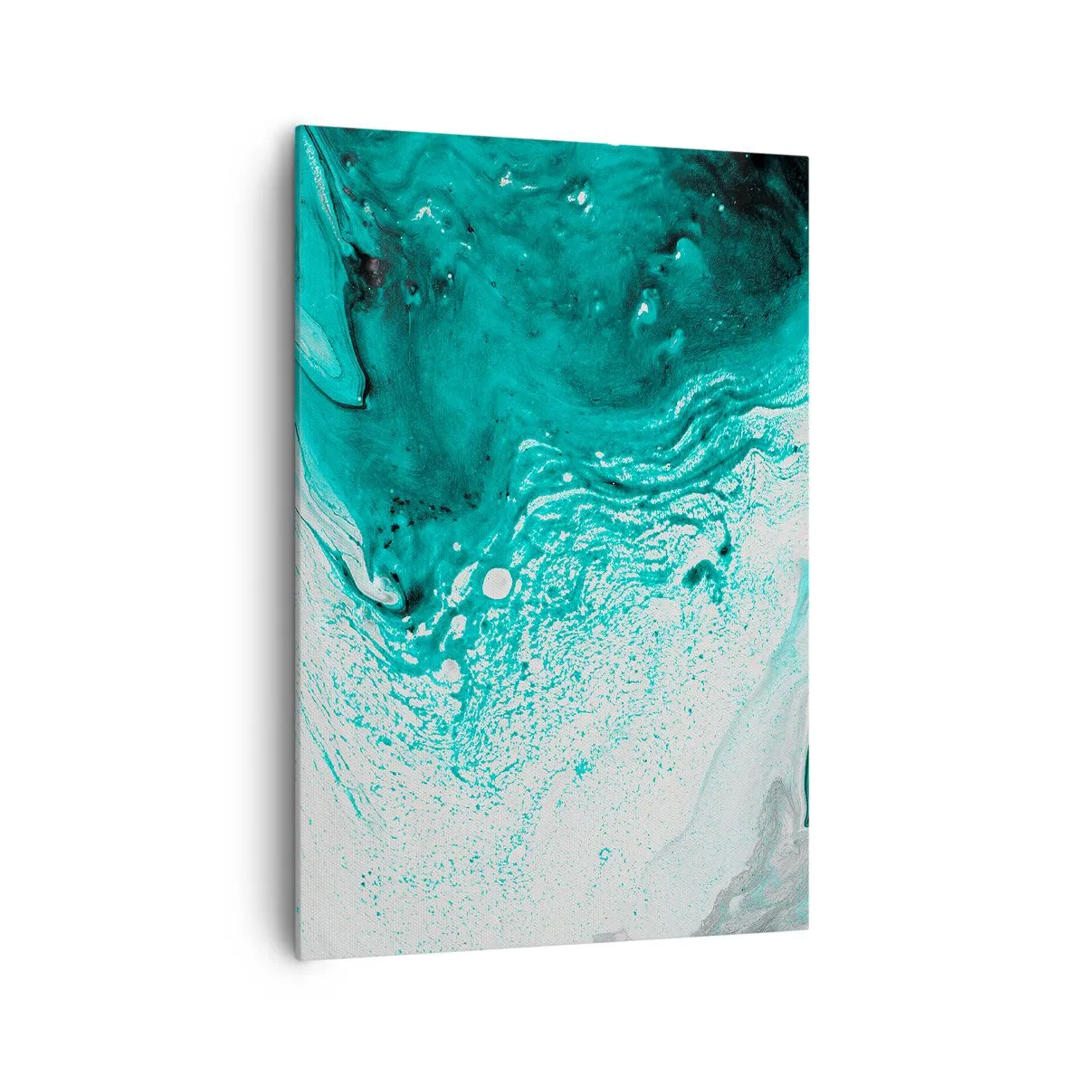 Cuadro sobre lienzo - Impresión de Imagen - Composición abstracta en tonos turquesa sobre fondo blanco. - 70x100cm - Disolución en blanco y turquesa - Decoración de pared moderna para salón y dormitorio ARTTOR