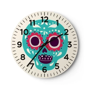 Reloj de pared - Reloj de vidrio - La vida: diversión hasta la muerte - 40x40 cm