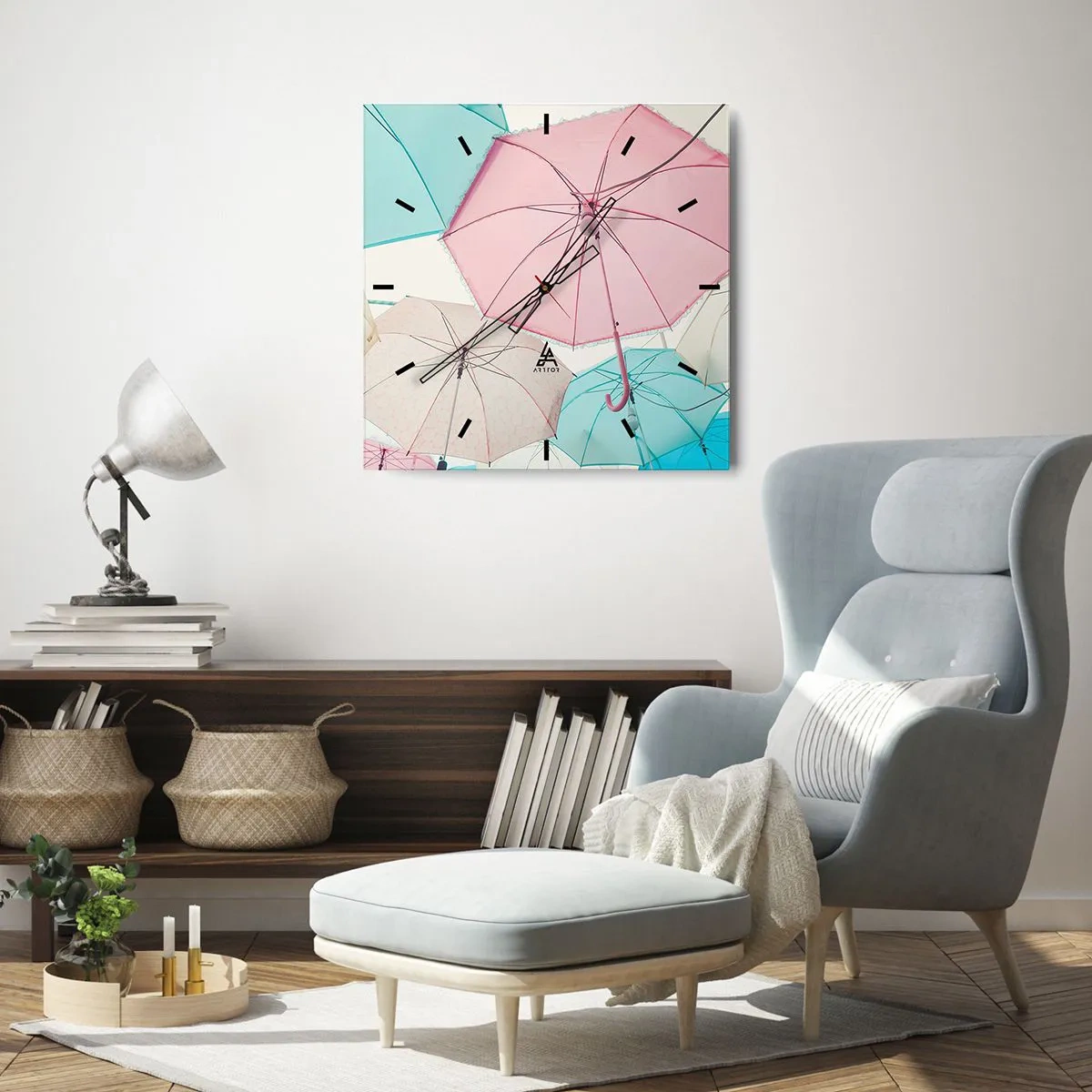 Reloj de pared - Reloj de vidrio - A veces el sol, a veces la lluvia - 40x40 cm
