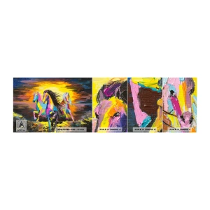 Muestra de fotomural autoadhesivo Deluxe Sticker - Sumergido en un arco iris - animales, Caballos, Libertad - 100x30 cm