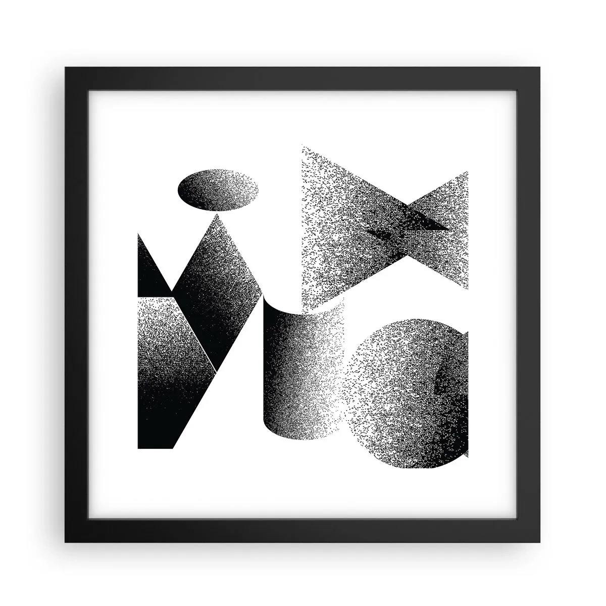 Póster en marco negro - Ángulos y óvalos - 30x30 cm