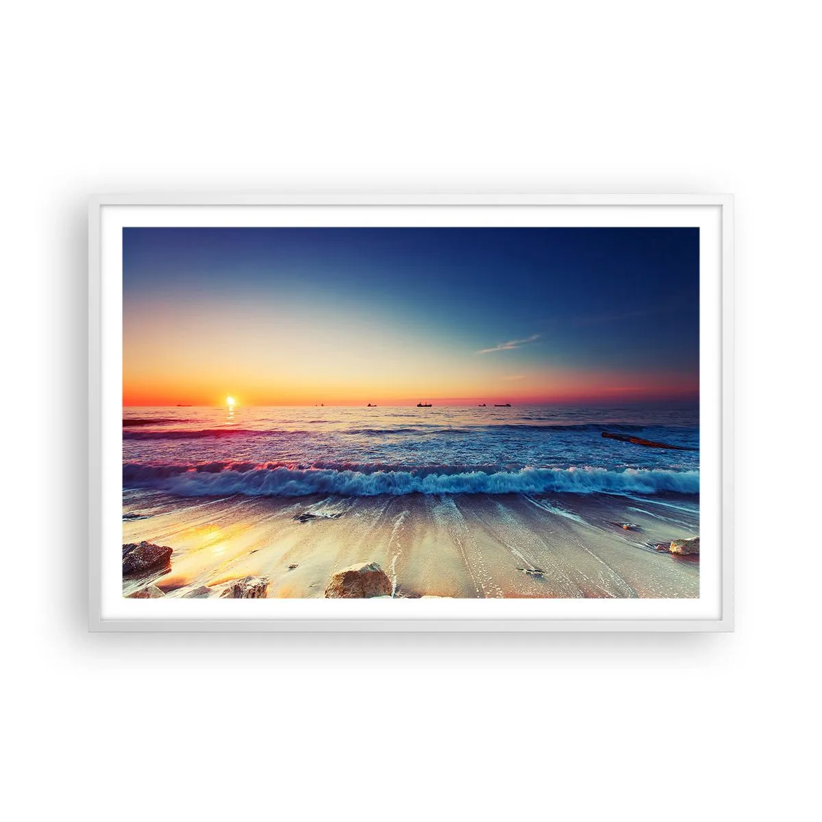 Póster en marco blanco - ¿Y qué hay tras el horizonte? - 91x61 cm