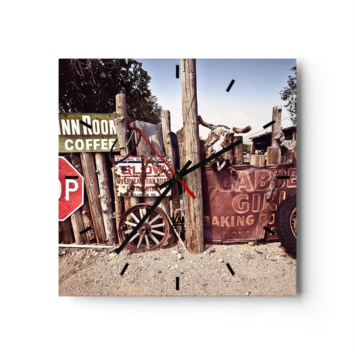 Reloj de pared - Reloj de vidrio - Y el tiempo se detuvo - 40x40 cm