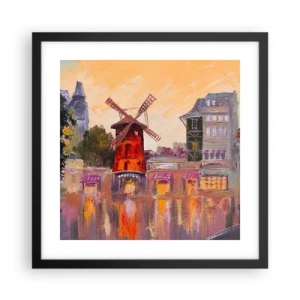 Póster en marco negro - Iconos parisinos - Moulin Rouge - 40x40 cm
