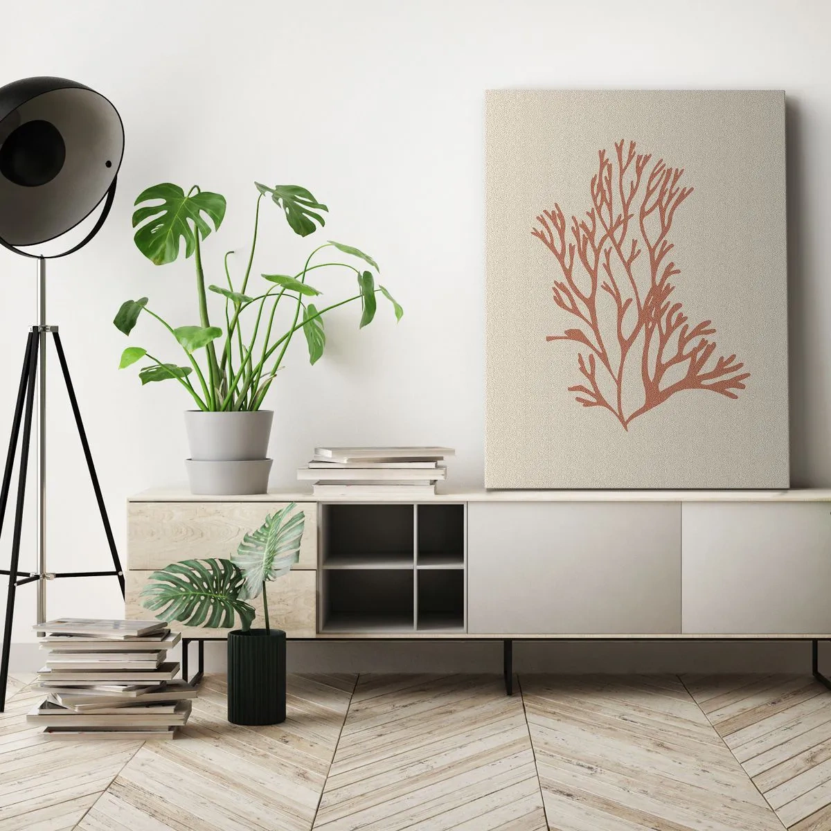 Cuadro sobre lienzo - Impresión de Imagen - Filigrana de coral - 45x80 cm