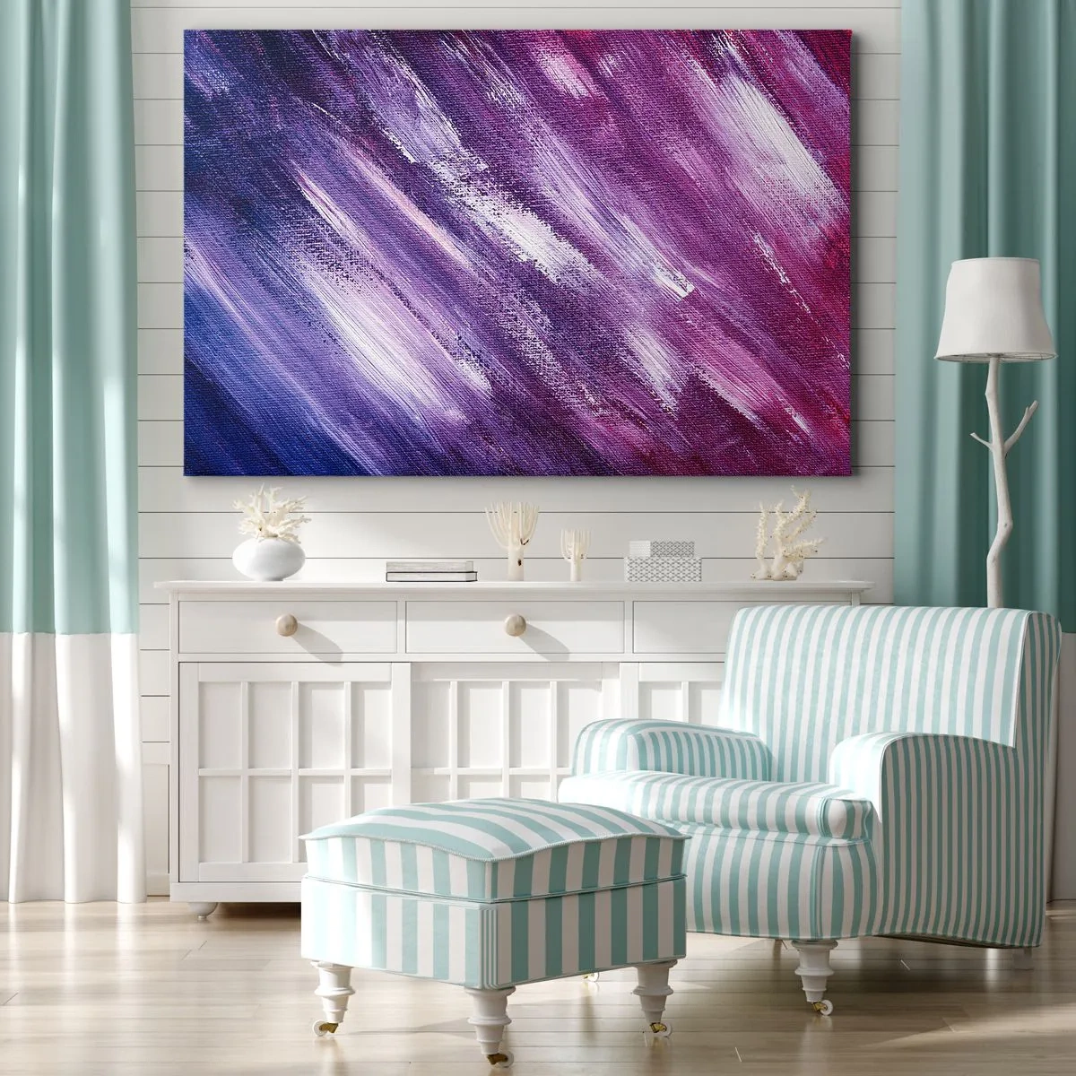 Cuadro sobre lienzo - Impresión de Imagen - Pinceladas abstractas en tonos morados y rosas - 120x80cm - Cuando sopla el viento del sol - Decoración de pared moderna para salón y dormitorio ARTTOR