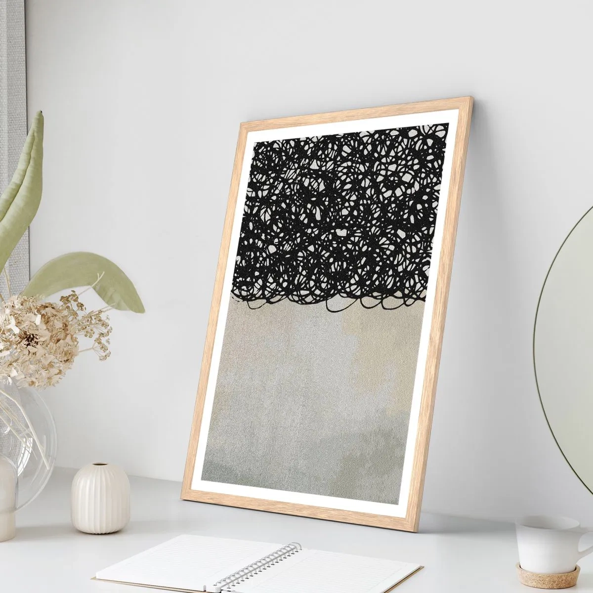 Póster en marco roble claro - Una abstracción arremolinada - 30x40 cm